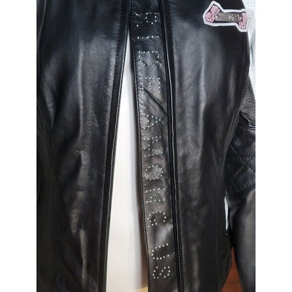 Z1R Nectar Womens LG Black White Leather Motorcycle Jacket Removable Pads Liner - Picture 10 of 14